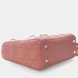 مملوكة مسبقًا حقيبة ديور ليدي ديور وردية صغيرة جلد الحمل