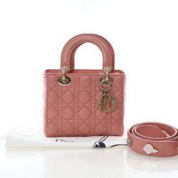 مملوكة مسبقًا حقيبة ديور ليدي ديور وردية صغيرة جلد الحمل