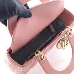 مملوكة مسبقًا حقيبة ديور ليدي ديور وردية صغيرة جلد الحمل