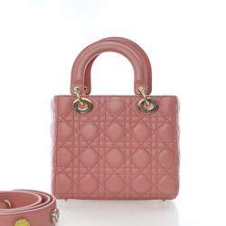 مملوكة مسبقًا حقيبة ديور ليدي ديور وردية صغيرة جلد الحمل