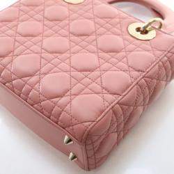 مملوكة مسبقًا حقيبة ديور ليدي ديور وردية صغيرة جلد الحمل