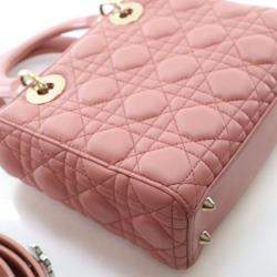 مملوكة مسبقًا حقيبة ديور ليدي ديور وردية صغيرة جلد الحمل