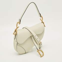 Pre Owned Dior Saddle Off White Leather Bag