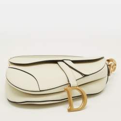 Pre Owned Dior Saddle Off White Leather Bag