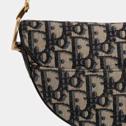 Pre Owned Dior Blue Mini Oblique Canvas Saddle Bag