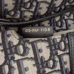 Pre Owned Dior Blue Mini Oblique Canvas Saddle Bag