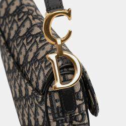 Pre Owned Dior Blue Mini Oblique Canvas Saddle Bag