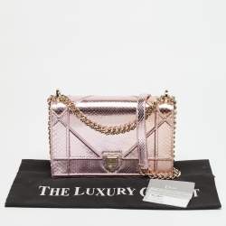 Pre Owned Dior Diorama Medium Metallic Pink Snakeskin Shoulder Bag