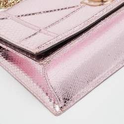 Pre Owned Dior Diorama Medium Metallic Pink Snakeskin Shoulder Bag