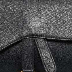 Pre Owned حقيبة كلتش سلسلة جلد أسود ديور سادل