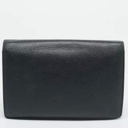 Pre Owned حقيبة كلتش سلسلة جلد أسود ديور سادل