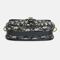 Pre Owned Christian Dior Navy Blue Oblique Jacquard Medium 'Bobby' Crossbody Bag