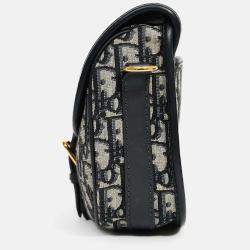 Pre Owned Christian Dior Navy Blue Oblique Jacquard Medium 'Bobby' Crossbody Bag