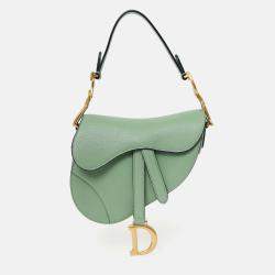 Pre Owned Christian Dior 2020 Green Leather Mini Saddle Bag