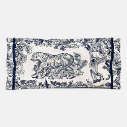 Pre Owned Christian Dior 2021 Navy/White Toile de Jouy Embroidered Medium Book Tote