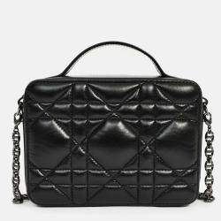 مملوكة مسبقًا Christian Dior Black Puff Cannage Zip Around Chain 'Caro Box' Bag