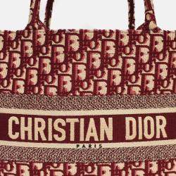 مملوكة مسبقًا Christian Dior 2019 Burgundy Oblique Jacquard Medium Book Tote