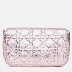 Pre Owned محفظة كريستيان ديور ميس ديور سلسلة جلد كاناج معدني وردي 2014