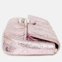 Pre Owned محفظة كريستيان ديور ميس ديور سلسلة جلد كاناج معدني وردي 2014