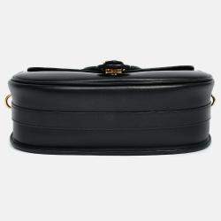 Pre Owned Christian Dior Black Leather Large Bobby Oblique Canvas Strap Crossbody Bag