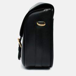 Pre Owned Christian Dior Black Leather Large Bobby Oblique Canvas Strap Crossbody Bag