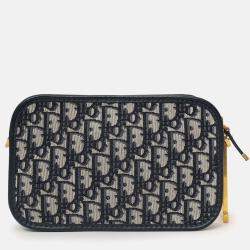 مملوكة مسبقًا Christian Dior 2019 Blue/Cream Oblique 'Diorquake' Clutch