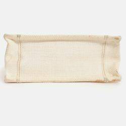 Pre Owned حقيبة يد ديور عامودية صغيرة من قماش "فليورز بيبليكس" كريم 2020