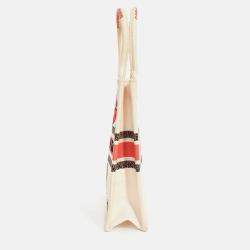 Pre Owned حقيبة يد ديور عامودية صغيرة من قماش "فليورز بيبليكس" كريم 2020