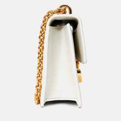 Pre Owned Christian Dior White Leather '30 Montaigne East-West' Crossbody Bag with Chain