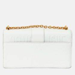 Pre Owned Christian Dior White Leather '30 Montaigne East-West' Crossbody Bag with Chain