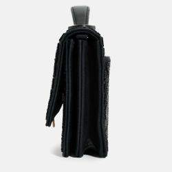 Pre Owned حقيبة كريستيان ديور 2023 صغيرة مزينة بالخرز الأسود \"ماي ديور\" مع سلسلة