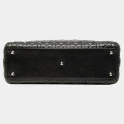 Pre Owned Dior Black Large Lambskin Cannage Lady Dior