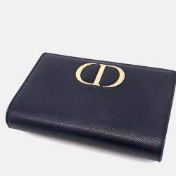 مملوكة مسبقًا حقيبة كريستيان ديور 30 مونتاين جلد أسود اثنان في واحد بحافظة