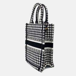 Pre Owned Dior Black White Fabric Book Tote Mini Phone Bag