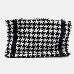 Pre Owned Dior Black White Fabric Book Tote Mini Phone Bag