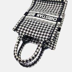 Pre Owned Dior Black White Fabric Book Tote Mini Phone Bag