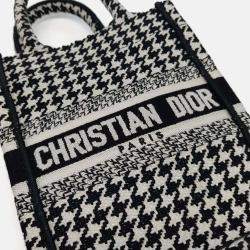 Pre Owned Dior Black White Fabric Book Tote Mini Phone Bag