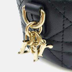 Pre Owned Dior Black Leather Cannage Micro Vanity