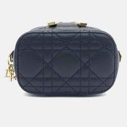 Pre Owned Dior Black Leather Cannage Micro Vanity