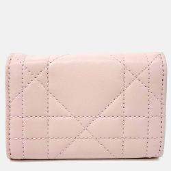 Pre Owned Dior Leather Caro Glycine Card Holder