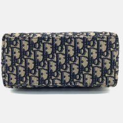 مملوكة مسبقًا محفظة ديور بديل نسيج أزرق بحري ميديوم للسفر غير المتماثل