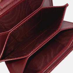 Pre Owned حامل بطاقات ديور كاناج أكورديون جلد لامع أحمر