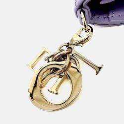 مملوكة مسبقًا Dior Purple Patent Leather Patent Cannage Card Holder