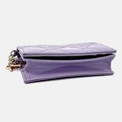مملوكة مسبقًا Dior Purple Patent Leather Patent Cannage Card Holder