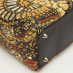 Pre Owned حقيبة يد ديور ليدي ديور متوسطة جلد أسود مطرزة بالحيوانات