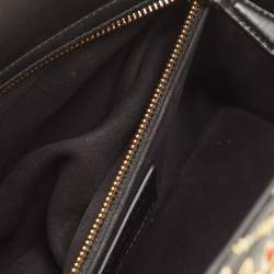 Pre Owned حقيبة يد ديور ليدي ديور متوسطة جلد أسود مطرزة بالحيوانات