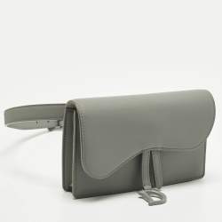 مملوكة مسبقًا حقيبة حزام ديور سادل جلد رمادية
