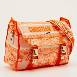 مملوكة مسبقًا Dior Diorcamp Small Neon Orange/White Canvas Shoulder Bag