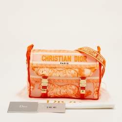 مملوكة مسبقًا Dior Diorcamp Small Neon Orange/White Canvas Shoulder Bag