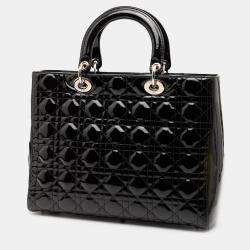 مملوكة مسبقًا Dior Black Large Patent Cannage Lady Dior